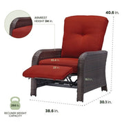 Hanover - Strathmere Woven Reclining Lounge Chair - Brown/Deep Red-United Backyard