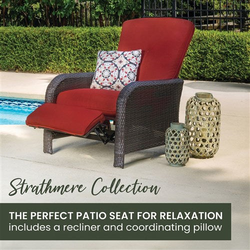 Hanover - Strathmere Woven Reclining Lounge Chair - Brown/Deep Red-United Backyard