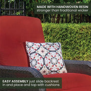 Hanover - Strathmere Woven Reclining Lounge Chair - Brown/Deep Red-United Backyard