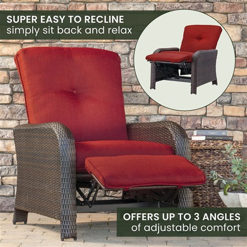 Hanover - Strathmere Woven Reclining Lounge Chair - Brown/Deep Red-United Backyard