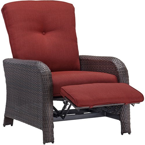 Hanover - Strathmere Woven Reclining Lounge Chair - Brown/Deep Red-United Backyard