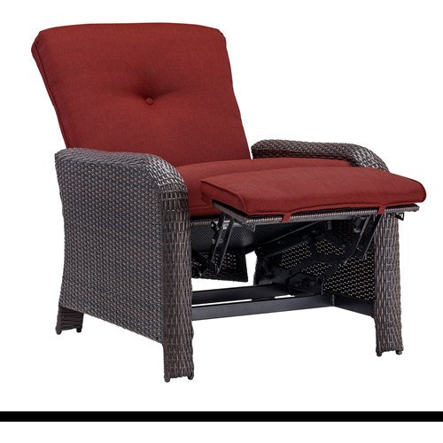 Hanover - Strathmere Woven Reclining Lounge Chair - Brown/Deep Red-United Backyard