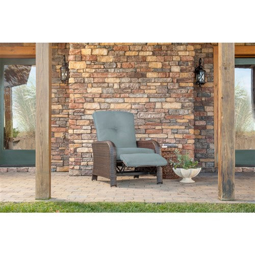 Hanover - Strathmere Woven Reclining Lounge Chair - Brown/Ocean Blue-United Backyard