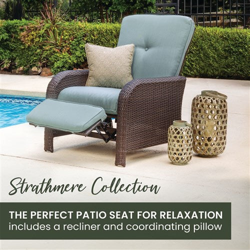 Hanover - Strathmere Woven Reclining Lounge Chair - Brown/Ocean Blue-United Backyard