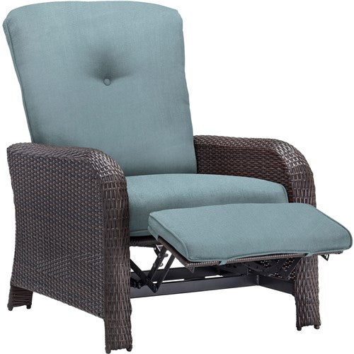 Hanover - Strathmere Woven Reclining Lounge Chair - Brown/Ocean Blue-United Backyard