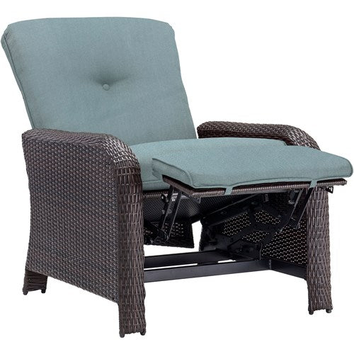 Hanover - Strathmere Woven Reclining Lounge Chair - Brown/Ocean Blue-United Backyard