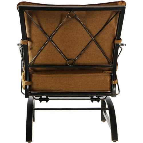 Hanover - Summer Nights 5PC Dining Set: 4 Steel Rockers with 48" Cast Table - Tan-United Backyard