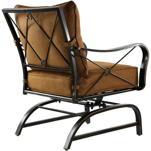 Hanover - Summer Nights 5PC Dining Set: 4 Steel Rockers with 48" Glass Table - Tan-United Backyard