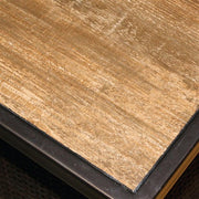 Hanover - Summer Nights 5pc: 4 cushion rockers, woven fire pit with wood tile top - Tan/Durastone-United Backyard