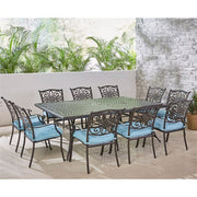 Hanover - Traditions 11pc: 10 Dining Chairs, 60x84" Cast Table - Blue/Cast-United Backyard