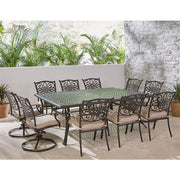 Hanover - Traditions 11pc: 6 Dining Chairs, 4 Swivel Rockers, 60x84" Cast Table - Tan/Cast-United Backyard