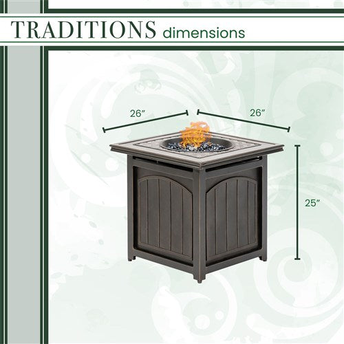 Hanover - Traditions 26" Square Fire Pit - Bronze-United Backyard