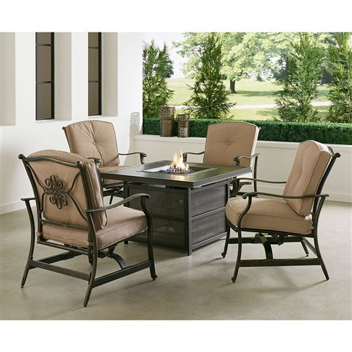 Hanover - Traditions 2pc Set: 2 Cushioned Deep Seating Rockers - Tan/Bronze-United Backyard