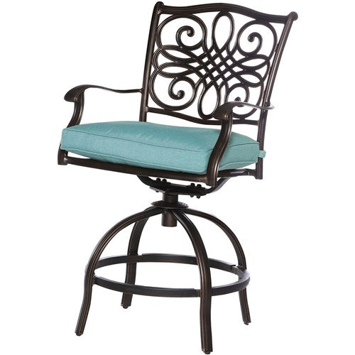 Hanover - Traditions 3pc: 2 Counter Height Swivel Chairs, 30" Round Cast Table-United Backyard