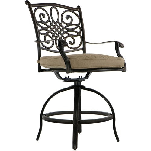 Hanover - Traditions 3pc: 2 Counter Height Swivel Chairs, 30" Round Cast Table-United Backyard