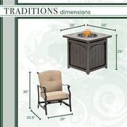 Hanover - Traditions 3pc: 2 Deep Seating Rockers and 26" Square Fire Pit - Tan/Bronze-United Backyard