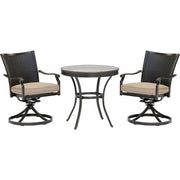 Hanover - Traditions 3pc: 2 Wicker Back Swivel Rockers, 30" Round Glass Table - Tan/Bronze-United Backyard