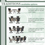 Hanover - Traditions 3pc: 2 Wicker Back Swivel Rockers, 32" Round Cast Table - Tan/Bronze-United Backyard