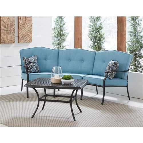 Hanover - Traditions 4pc Set: Sofa, 2 Cushion Rockers, Cast Top Coffee Table - Blue/Bronze-United Backyard