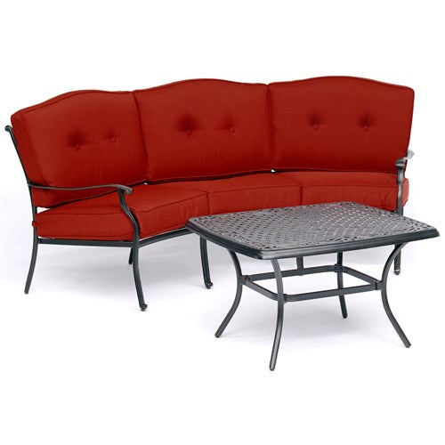 Hanover - Traditions 4pc Set: Sofa, 2 Cushion Rockers, Cast Top Coffee Table - Red/Bronze-United Backyard