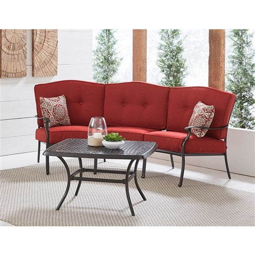 Hanover - Traditions 4pc Set: Sofa, 2 Cushion Rockers, Cast Top Coffee Table - Red/Bronze-United Backyard