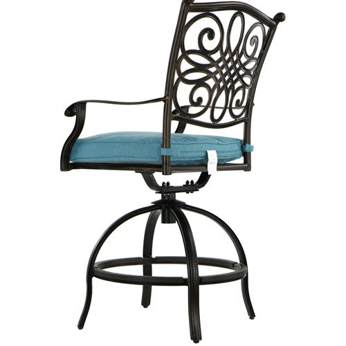 Hanover - Traditions 5pc: 4 Counter Height Swivel Chairs, 56" Rnd Cast Table-United Backyard