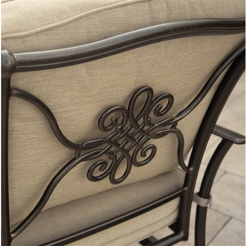 Hanover - Traditions 5pc: 4 Deep Seating Rockers and Woven Fire Pit with Tile Top - Tan/Bronze-United Backyard