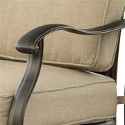 Hanover - Traditions 5pc: 4 Deep Seating Rockers and Woven Fire Pit with Tile Top - Tan/Bronze-United Backyard