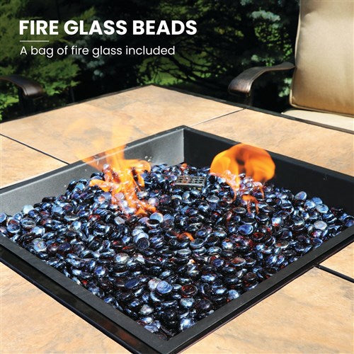 Hanover - Traditions 5pc: 4 Deep Seating Rockers and Woven Fire Pit with Tile Top - Tan/Bronze-United Backyard