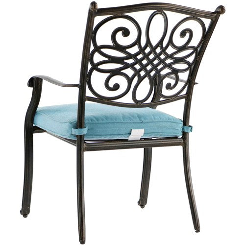 Hanover - Traditions 5pc: 4 Dining Chairs, 48" Round Cast Table - Blue/Cast-United Backyard