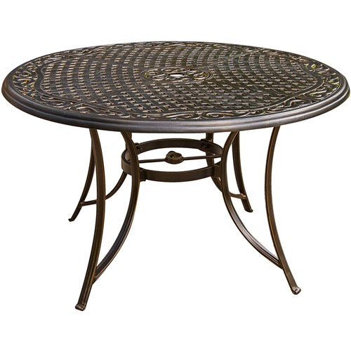 Hanover - Traditions 5pc: 4 Dining Chairs, 48" Round Cast Table - Blue/Cast-United Backyard