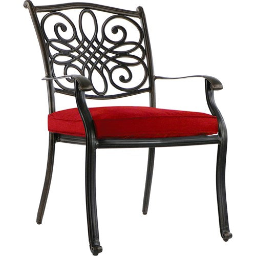 Hanover - Traditions 5pc: 4 Dining Chairs, 48" Round Glass Top Table - Red/Glass-United Backyard
