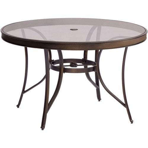 Hanover - Traditions 5pc: 4 Swivel Rockers, 48" Round Glass Top Table - Blue/Glass-United Backyard