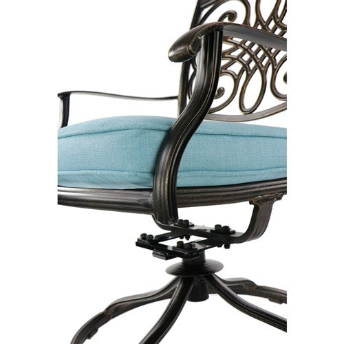 Hanover - Traditions 5pc Fire Pit: 4 Swivel Rockers, Rectangle KD Fire Pit w/Tile - Blue/Tile-United Backyard