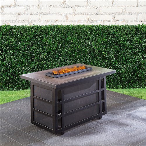 Hanover - Traditions 5pc Fire Pit: 4 Swivel Rockers, Rectangle KD Fire Pit w/Tile - Tan/Tile-United Backyard