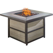 Hanover - Traditions 5pc Fire Pit: 4 Swivel Rockers, Square KD Fire Pit w/Tile - Red/Tile-United Backyard