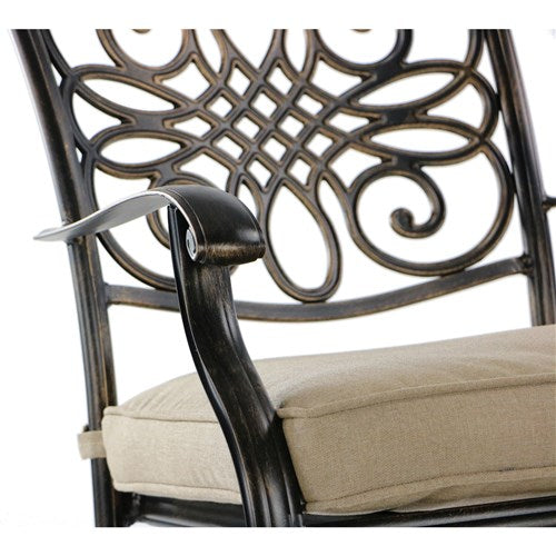 Hanover - Traditions 5pc Fire Pit: 4 Swivel Rockers, Square KD Fire Pit w/Tile - Tan/Tile-United Backyard