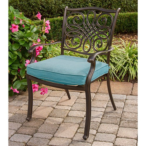 Hanover - Traditions 7pc: 4 Dining Chairs, 2 Swivel Rockers, 38x72" Cast Table - Blue/Cast-United Backyard