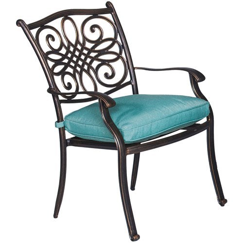 Hanover - Traditions 7pc: 4 Dining Chairs, 2 Swivel Rockers, 38x72" Cast Table, Cover - Blue/Bronze-United Backyard