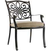 Hanover - Traditions 7pc: 4 Dining Chairs, 2 Swivel Rockers, 38x72" Cast Table, Umbrella, Base - Tan/Cast-United Backyard