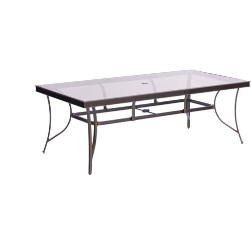 Hanover - Traditions 7pc: 4 Dining Chairs, 2 Swivel Rockers, 42x84" Glass Top Table - Tan/Glass-United Backyard