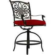 Hanover - Traditions 7pc: 6 Counter Height Swivel Chairs, 56" Round Cast Table-United Backyard