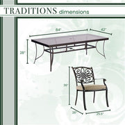 Hanover - Traditions 7pc: 6 Dining Chairs, 42x84" Glass Top Table - Tan/Glass-United Backyard