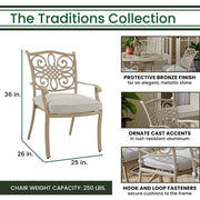 Hanover - Traditions 7pc: 6 Dining Chairs, 60" Round Cast Table - Sand/Beige-United Backyard