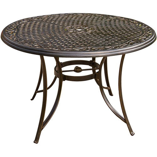 Hanover - Traditions 7pc: 6 Padded Swivel Counter Height Chairs, 56" Round Cast Table - Blue/Bronze-United Backyard