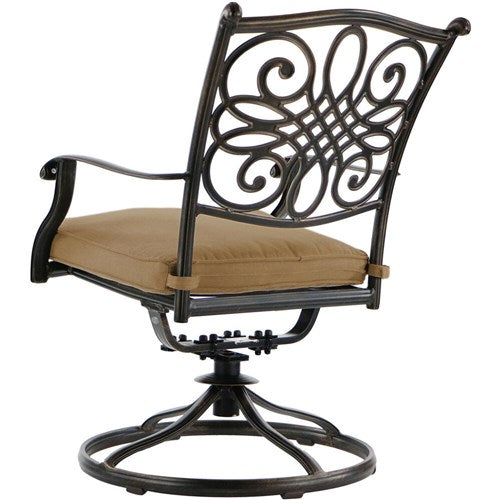 Hanover - Traditions 7pc: 6 Swivel Rockers, 38x72" Cast Table - Tan/Cast-United Backyard