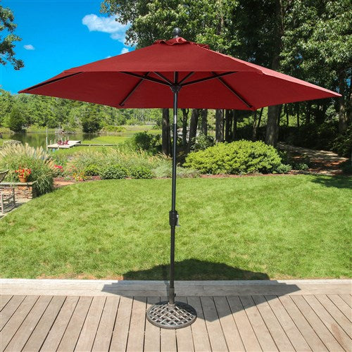 Hanover - Traditions 9' Market Umbrella in Red - Bronze/Red-United Backyard