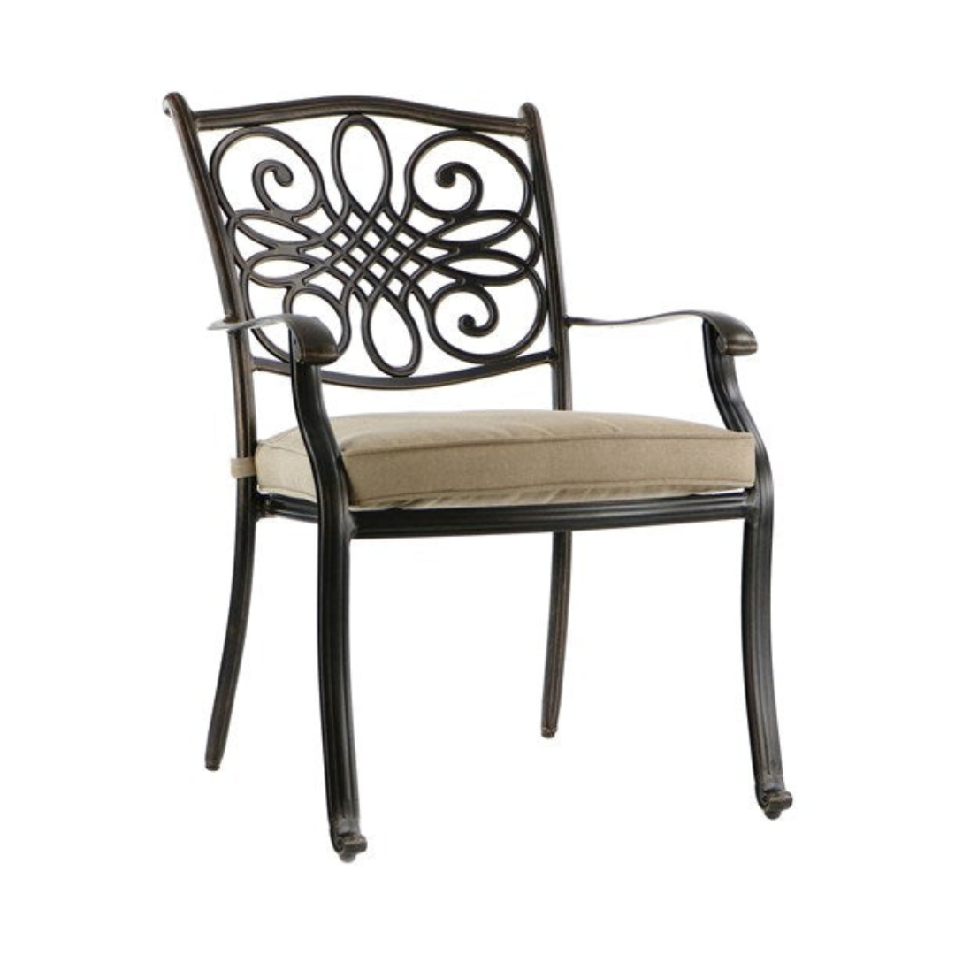 Hanover - Traditions 9pc: 6 Dining Chairs, 2 Swivel Rockers, 42x84" Cast Table, Umbrella, Base - Tan/Cast-United Backyard