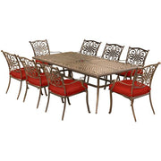 Hanover - Traditions 9pc: 8 Dining Chairs, 42x84" Cast Table - Red/Cast-United Backyard