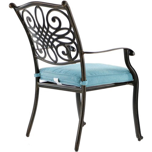 Hanover - Traditions 9pc: 8 Dining Chairs, 42x84" Glass Top Table - Blue/Glass-United Backyard